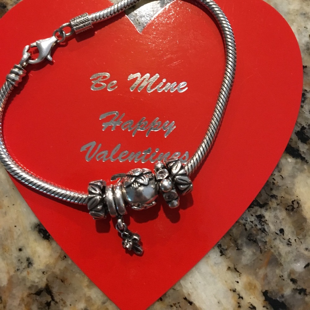 Sterling 925 chamilia  Charm Bracelet with 5 Charms